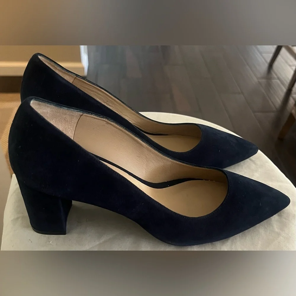 Stuart Weitzman Stuart Block Heel 75 Pointed Toe Pump Shoes New 10.5 $495 - Picture 7 of 13